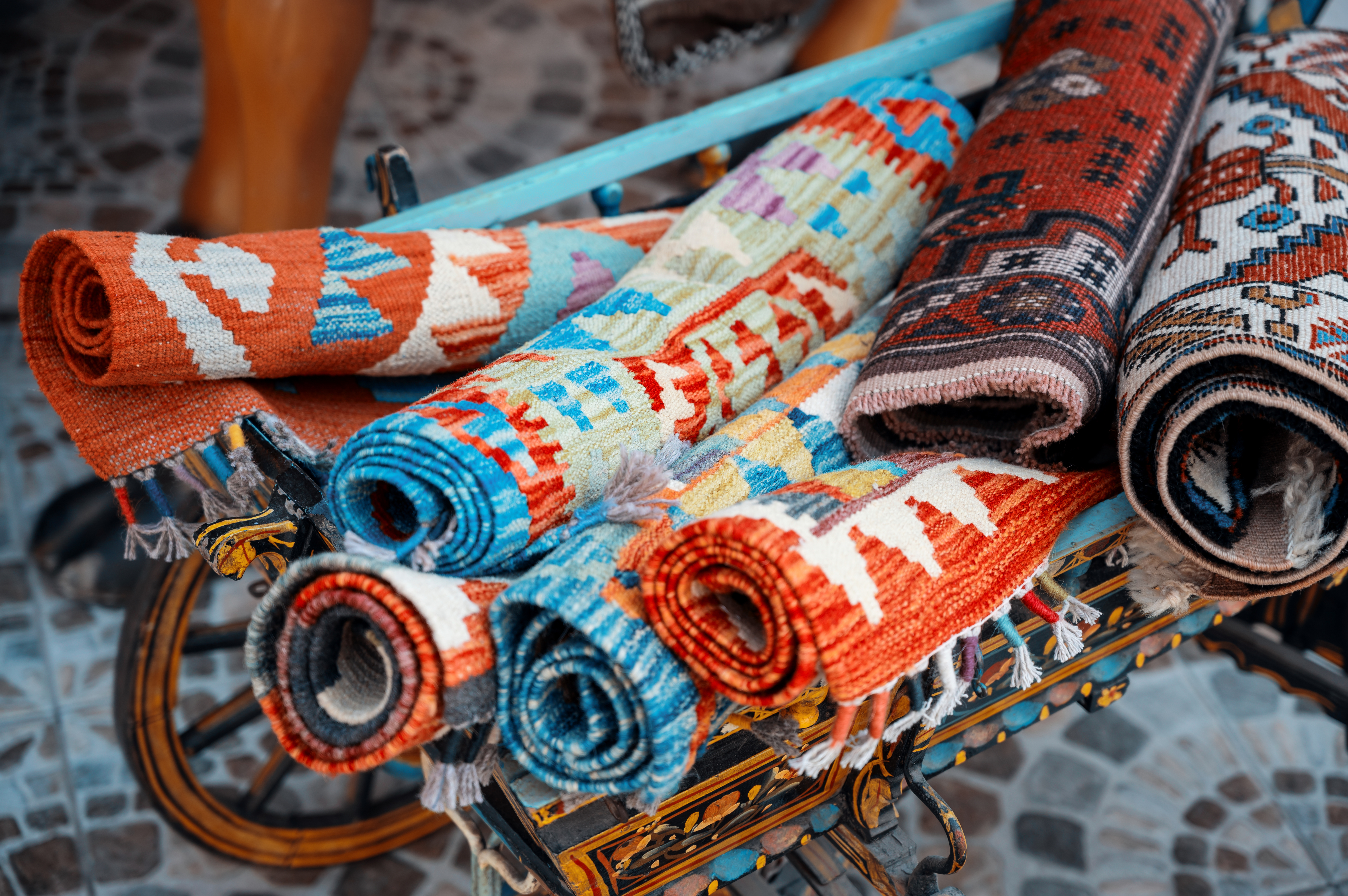 multiple carpets at the grand bazaar in istanbul