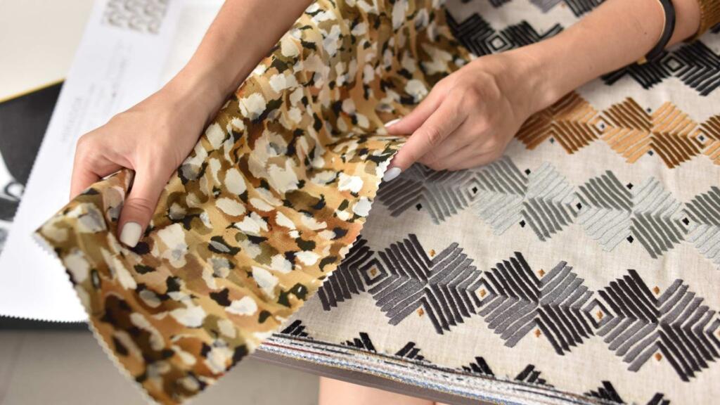 Soft, absorbent bathroom rug with a geometric pattern.