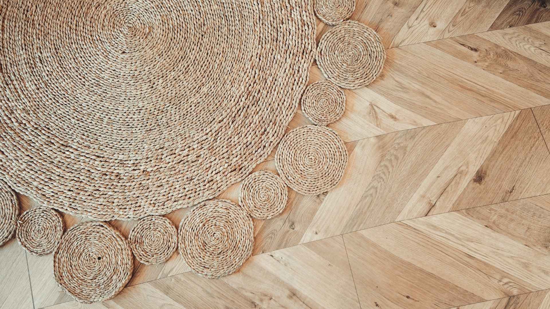 Custom handmade jute rug showcasing eco-friendly, sustainable design, perfect for any space.