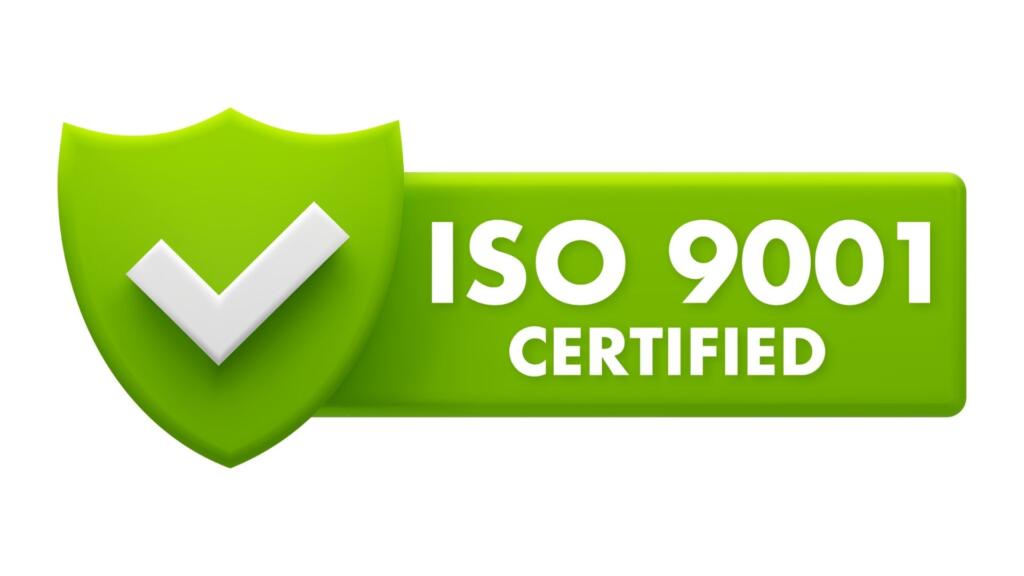 ISO 9001:2015 Certification logo and quality management standards.